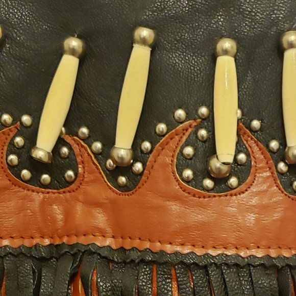 Vintage Fringe Leather Biker Jacket - XL - Picture 11 of 11